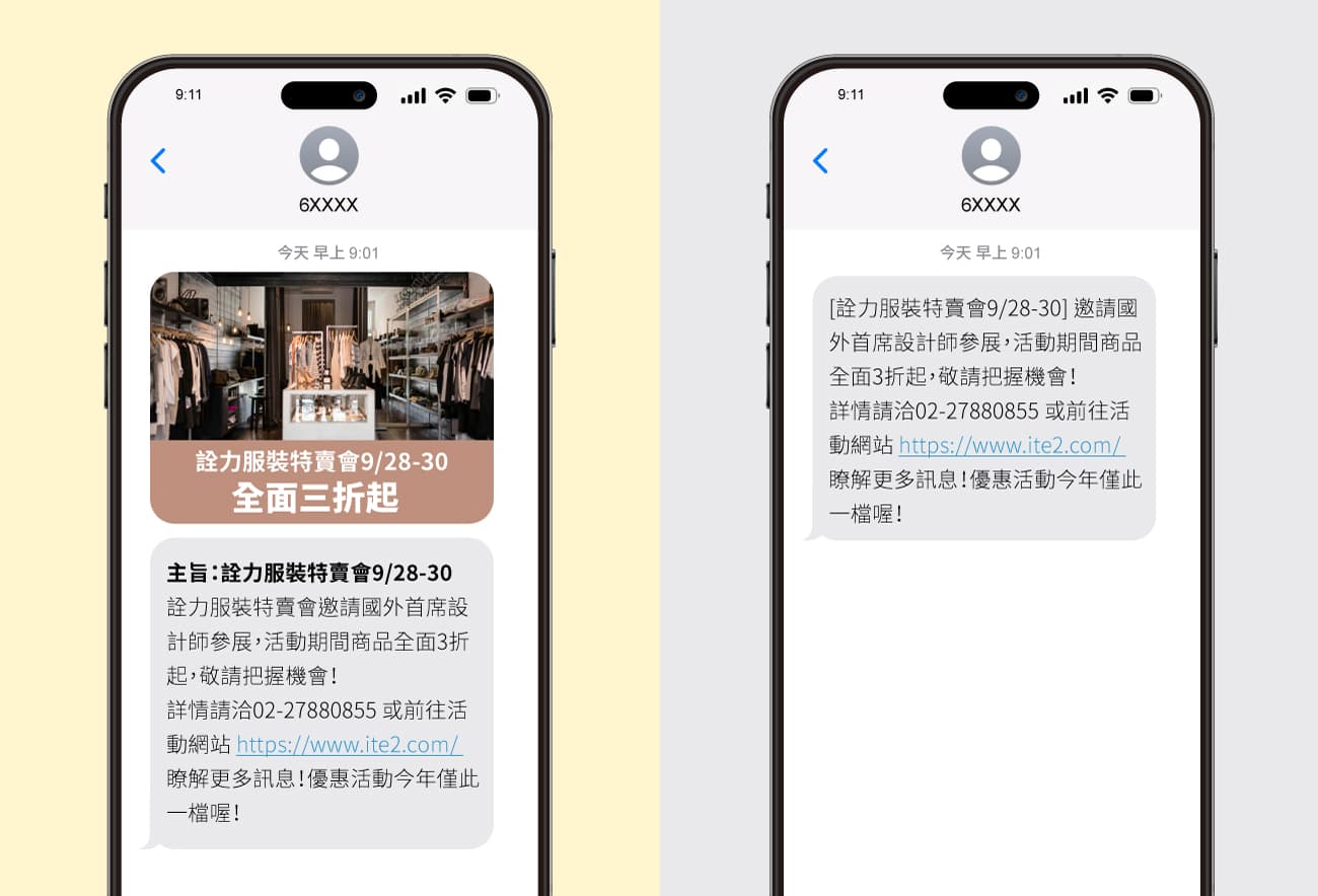 以上這二則簡訊，相較之下哪一個比較吸引您的目光呢？
